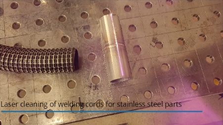 Imagine Laser cleaning of welding cords for stainless steel parts